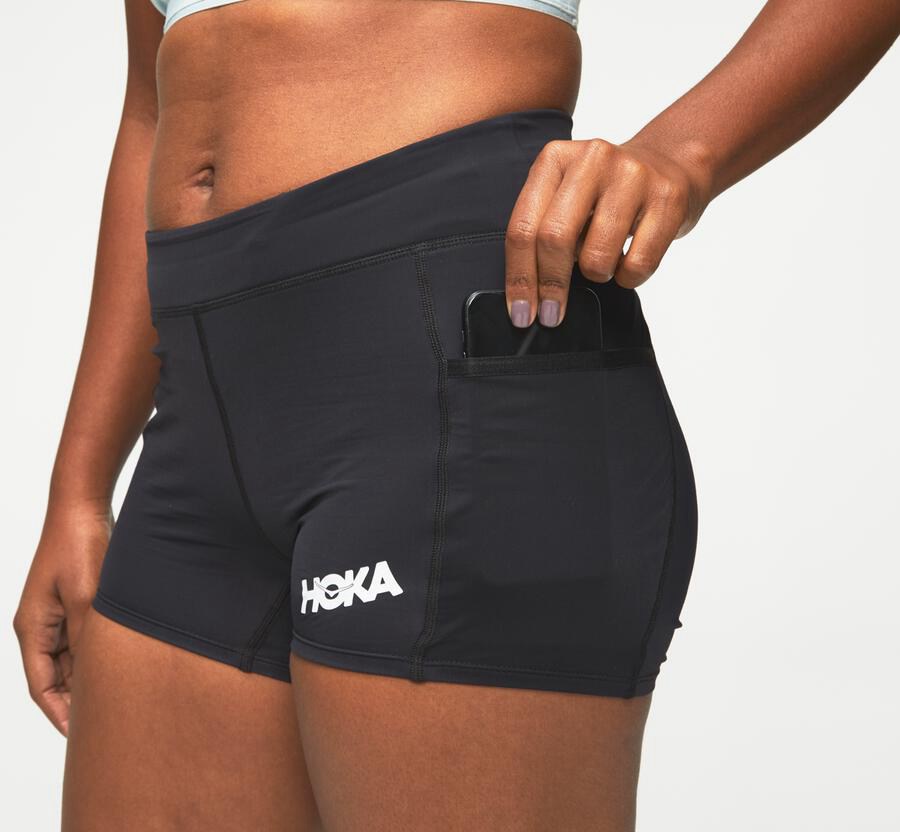 Hoka One One Shorts Womens Black - Performance Knit - 09246JSYU